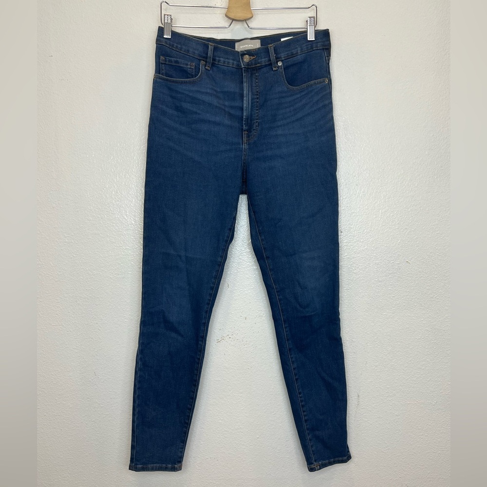 Everlane The High Rise Skinny Jean Denim Stretch Dark Blue Wash Size 31 Tall